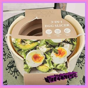 💕 NWT Social Chef 3-in-1 Egg Slicer Stainless Steel #7163 💕